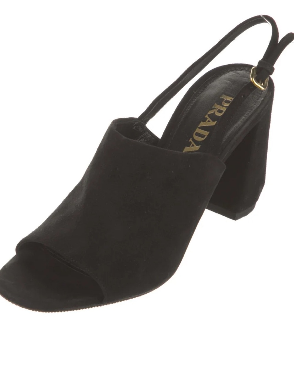 Prada Black Suede Ankle-Strap Block Heels - Picture 2 of 15